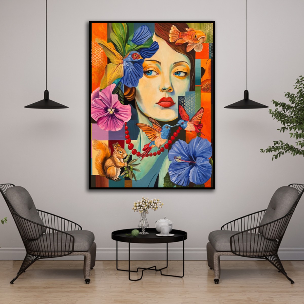 Vibrant Surreal Nature Goddess Eclectic Canvas Art
